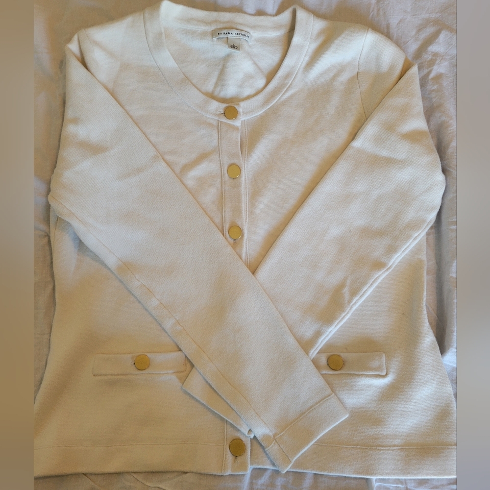 Banana Republic Cream button up sweater Size Medium